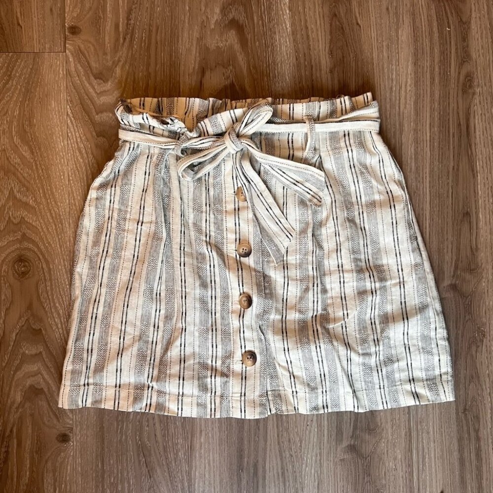 Topshop Woven Linen Skirt - Belter Paper Bag Waist